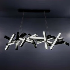 Chaos 72" Wide Black LED Kitchen Island Light Chandelier -Outlet The Radiantix Store chaos 72 inch wide black led kitchen island light chandelier 55r55views3