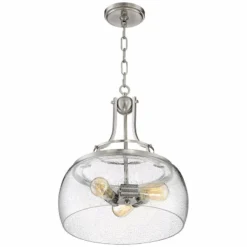 Charleston 16" Wide Satin Nickel 3-Light LED Pendant Light -Outlet The Radiantix Store charleston 16 inch wide satin nickel 3 light led pendant light 24j58views4