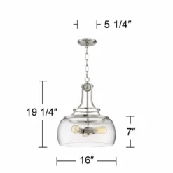 Charleston 16" Wide Satin Nickel 3-Light LED Pendant Light -Outlet The Radiantix Store charleston 16 inch wide satin nickel 3 light led pendant light 24j58views5