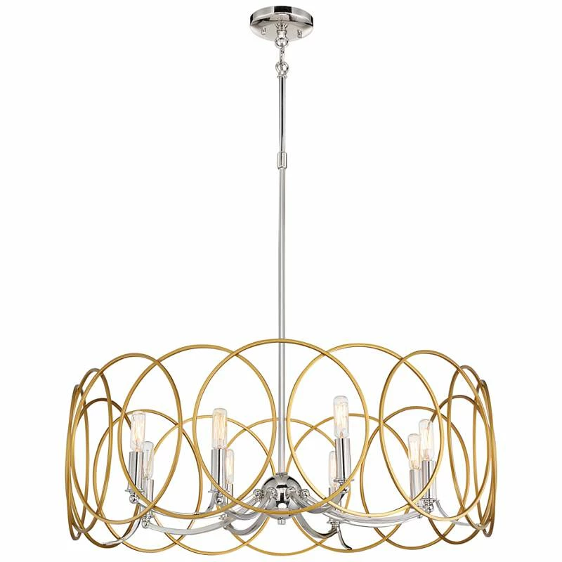 Chassell 31 1/2"W Honey Gold And Nickel 8-Light Chandelier 4 Chassell 31 1/2"W Honey Gold And Nickel 8-Light Chandelier - Image 2