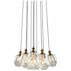 Clearwater 22"W Vintage Brass And Black Multi Light Pendant -Outlet The Radiantix Store clearwater 22 inchw vintage brass and black multi light pendant 35w31views2