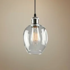 Clearwater 5 1/2" Wide Polish Nickel And Black Mini Pendant