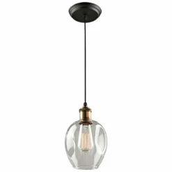 Clearwater 5 1/2" Wide Vintage Brass And Black Mini Pendant -Outlet The Radiantix Store clearwater 5 and one half inch wide vintage brass and black mini pendant 35w69views2