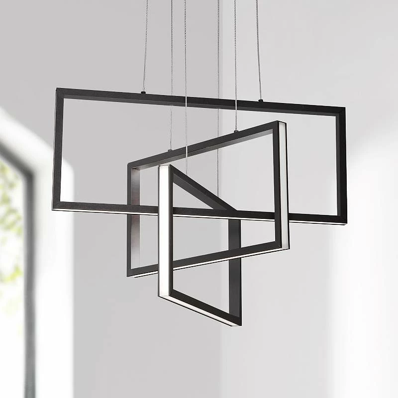 AFX Cole 24" Wide Black 3-Light Modern LED Pendant Light 3 AFX Cole 24" Wide Black 3-Light Modern LED Pendant Light