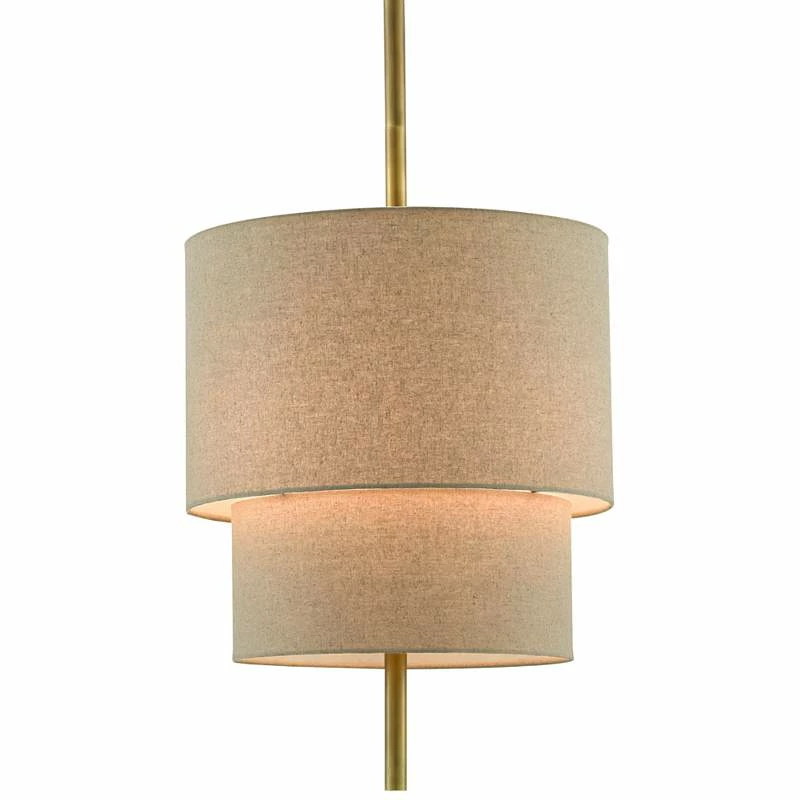 Combermere 19" Wide Antique Brass And Linen Pendant Light 4 Combermere 19" Wide Antique Brass And Linen Pendant Light - Image 2