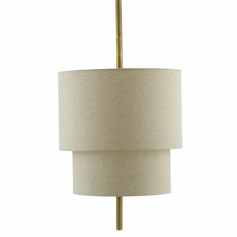 Combermere 19" Wide Antique Brass And Linen Pendant Light 5 Combermere 19" Wide Antique Brass And Linen Pendant Light - Image 3