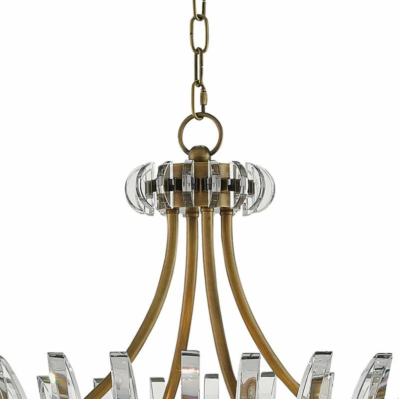 Coquette 29 3/4" Wide Antique Brass And Crystal Chandelier 6 Coquette 29 3/4" Wide Antique Brass And Crystal Chandelier - Image 4