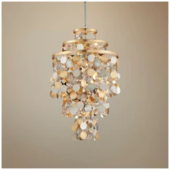 Corbett Ambrosia 18"W Gold And Silver Leaf Pendant