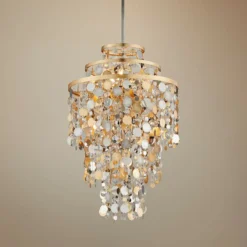 Corbett Ambrosia 24" Wide Gold And Silver Leaf Pendant Light