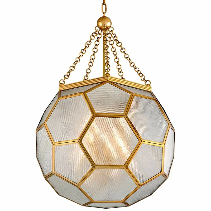 Corbett Hexsation 26" Wide Vintage Brass Pendant Light - Image 2