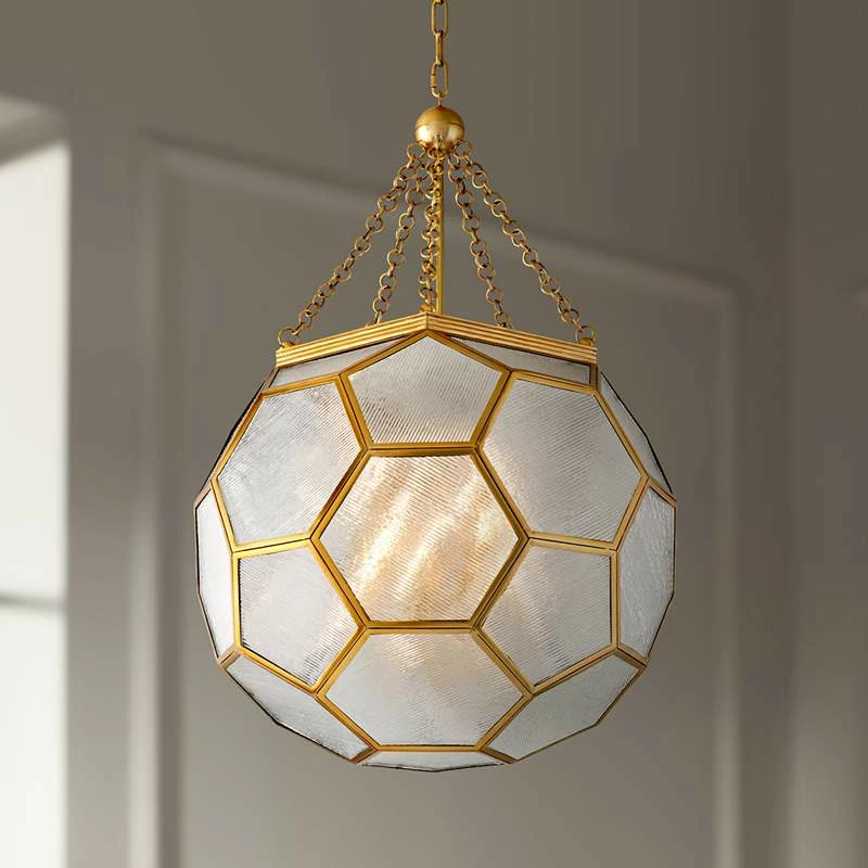 Corbett Hexsation 26" Wide Vintage Brass Pendant Light