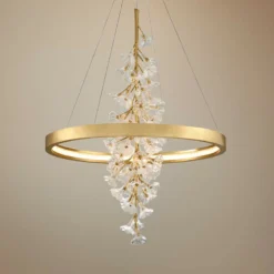 Corbett Jasmine 36" Wide Gold Leaf LED Floral Pendant Light