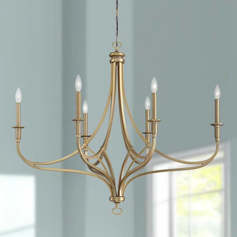 Covent Park 40" Wide Brushed Honey Gold 6-Light Candelabra Chandelier 4 Covent Park 40" Wide Brushed Honey Gold 6-Light Candelabra Chandelier - Image 2