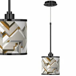 Craftsman Mosaic Giclee Black Mini Pendant Light