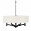 Cream Faux Silk Ava 6-Light Black Pendant Chandelier -Outlet The Radiantix Store cream faux silk ava 6 light black pendant chandelier 705j6