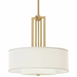 Cream Faux Silk Carey 24" Gold 4-Light Chandelier