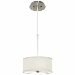 Cream Textured Faux Silk 10 1/4" Wide Mini Pendant