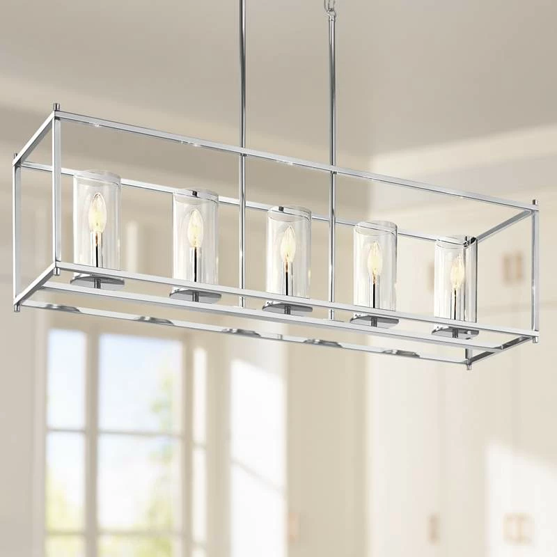 Crosby 41 1/4" Wide Chrome Kitchen Island Light Chandelier 3 Crosby 41 1/4" Wide Chrome Kitchen Island Light Chandelier