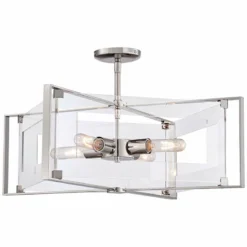 Crystal Clear 19 3/4"W Polished Nickel 4-Light Pendant -Outlet The Radiantix Store crystal clear 19 and three quarter inchw polished nickel 4 light pendant 8c616views1