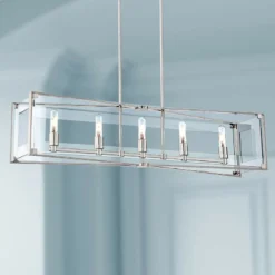 Crystal Clear 43 1/4"W Nickel Kitchen Island Light Pendant