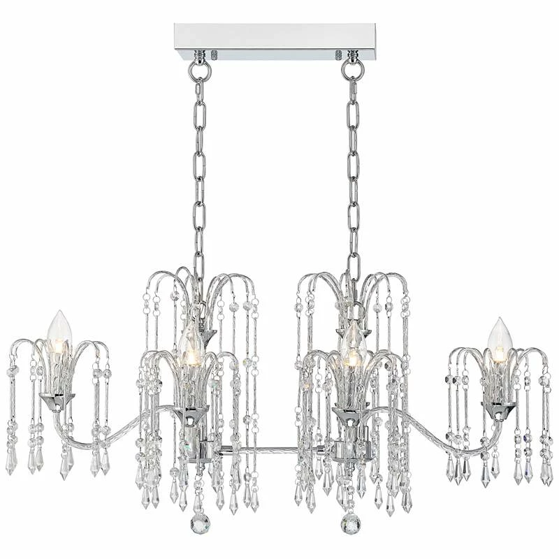 Crystal Rain 33" Wide Chrome 6-Light Island Chandelier 4 Crystal Rain 33" Wide Chrome 6-Light Island Chandelier - Image 2