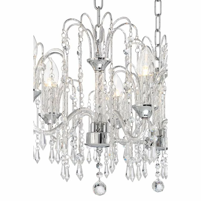 Crystal Rain 33" Wide Chrome 6-Light Island Chandelier 6 Crystal Rain 33" Wide Chrome 6-Light Island Chandelier - Image 4