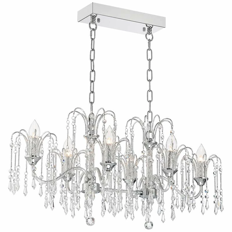 Crystal Rain 33" Wide Chrome 6-Light Island Chandelier 8 Crystal Rain 33" Wide Chrome 6-Light Island Chandelier - Image 6