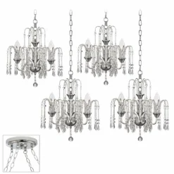 Crystal Rain Chrome 4-Light Swag Chandelier
