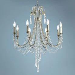 Crystorama Arcadia 27"W Antique Silver Crystal Chandelier