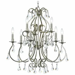 Crystorama Ashton 25 1/2"W Olde Silver 9-Light Chandelier