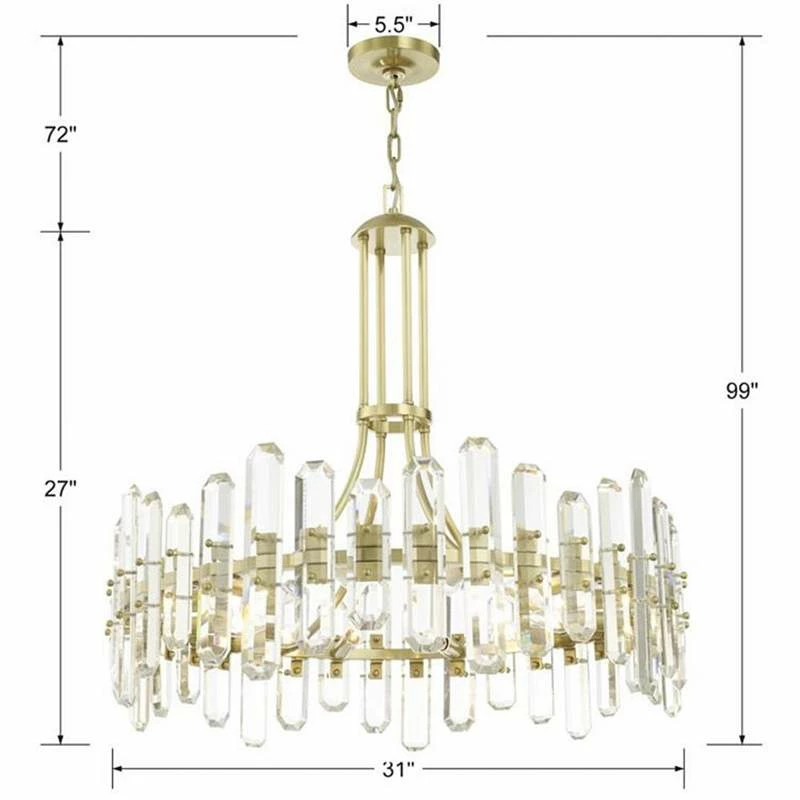 Crystorama Bolton 31"W Aged Brass 12-Light Crystal Chandelier 6 Crystorama Bolton 31"W Aged Brass 12-Light Crystal Chandelier - Image 4