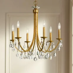 Crystorama Bridgehampton 26"W Antique Gold 6-Light Crystal Chandelier