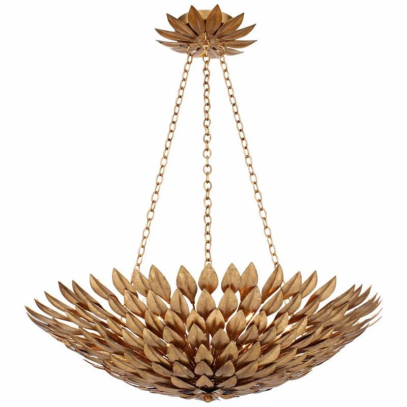 Crystorama Broche 24" Wide Antique Gold Pendant Light 5 Crystorama Broche 24" Wide Antique Gold Pendant Light - Image 3