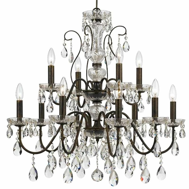 Crystorama Butler 29" W English Bronze 12-Light Crystal Chandelier 3 Crystorama Butler 29" W English Bronze 12-Light Crystal Chandelier