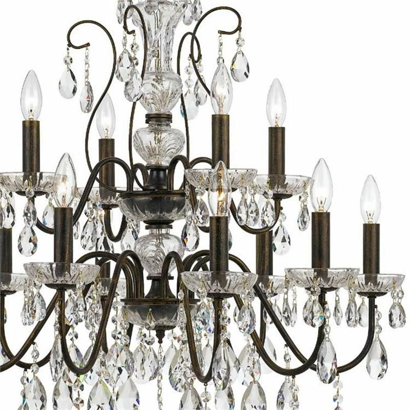 Crystorama Butler 29" W English Bronze 12-Light Crystal Chandelier 4 Crystorama Butler 29" W English Bronze 12-Light Crystal Chandelier - Image 2