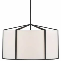 Crystorama Carlyn 24" Wide Black Steel Drum Pendant Light