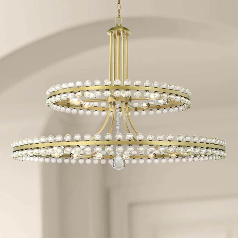 Crystorama Clover 40" Wide Aged Brass 2-Tier Chandelier 3 Crystorama Clover 40" Wide Aged Brass 2-Tier Chandelier