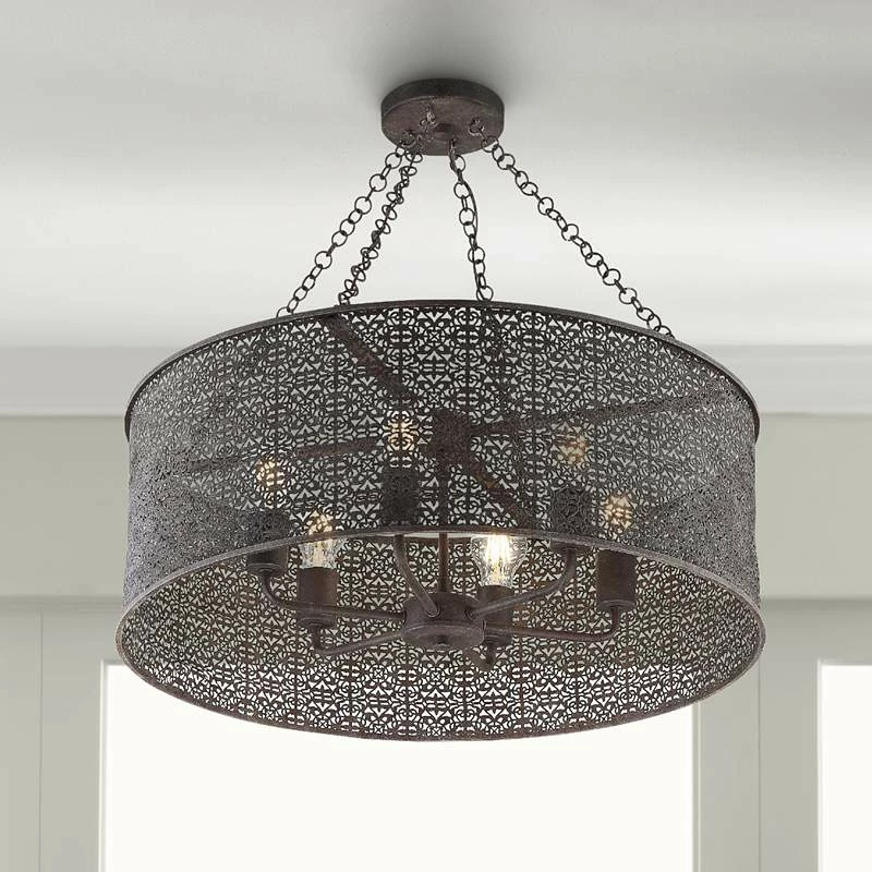 Crystorama Jasmine 25" Wide Bronze 6-Light Drum Chandelier 3 Crystorama Jasmine 25" Wide Bronze 6-Light Drum Chandelier