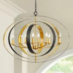 Crystorama Luna 36" Wide Bronze And Gold Oval Chandelier