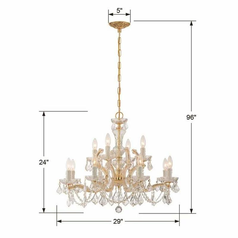 Crystorama Maria Theresa 29"W Gold 12-Light Crystal Chandelier 6 Crystorama Maria Theresa 29"W Gold 12-Light Crystal Chandelier - Image 4