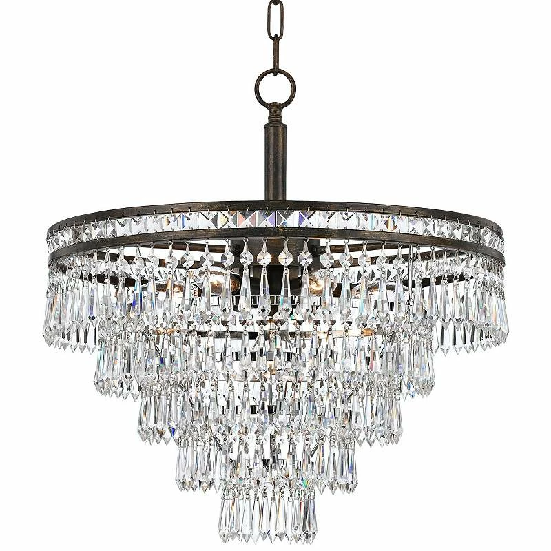 Crystorama Mercer 20"W English Bronze And Crystal Chandelier 4 Crystorama Mercer 20"W English Bronze And Crystal Chandelier - Image 2