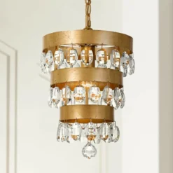 Crystorama Perla 10"W Antique Gold Crystal Mini-Chandelier