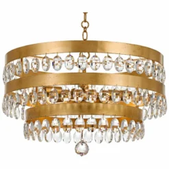 Crystorama Perla 21 3/4"W Antique Gold Crystal Chandelier -Outlet The Radiantix Store crystorama perla 21 and three quarter inchw antique gold crystal chandelier 20a39