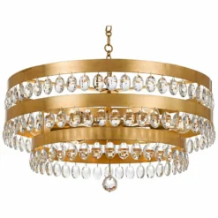 Crystorama Perla 26"W Antique Gold And Crystal Chandelier -Outlet The Radiantix Store crystorama perla 26 inchw antique gold and crystal chandelier 40k70