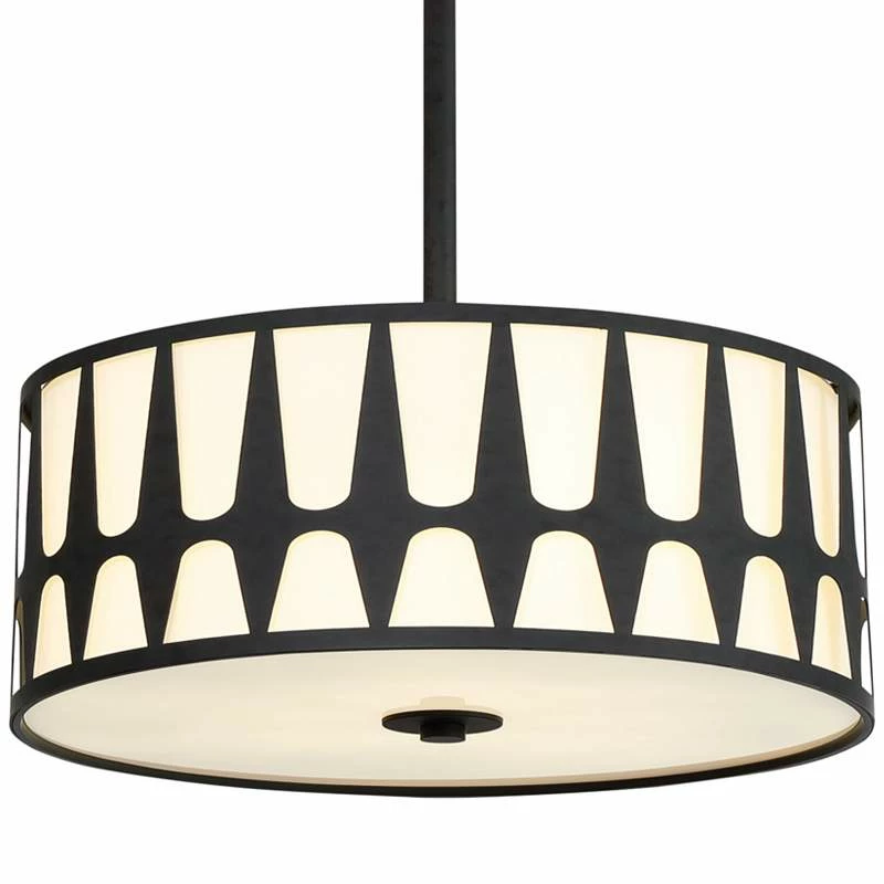 Crystorama Royston 15" Wide Black Drum Pendant Light 4 Crystorama Royston 15" Wide Black Drum Pendant Light - Image 2
