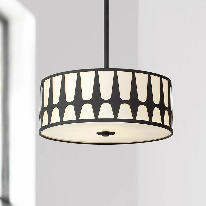 Crystorama Royston 15" Wide Black Drum Pendant Light 3 Crystorama Royston 15" Wide Black Drum Pendant Light