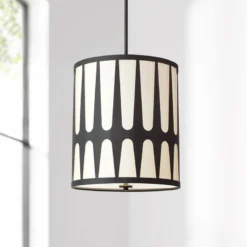 Crystorama Royston 17" Wide Black Drum Pendant Light