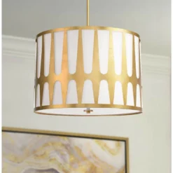 Crystorama Royston 24" Wide Antique Gold Drum Pendant Light
