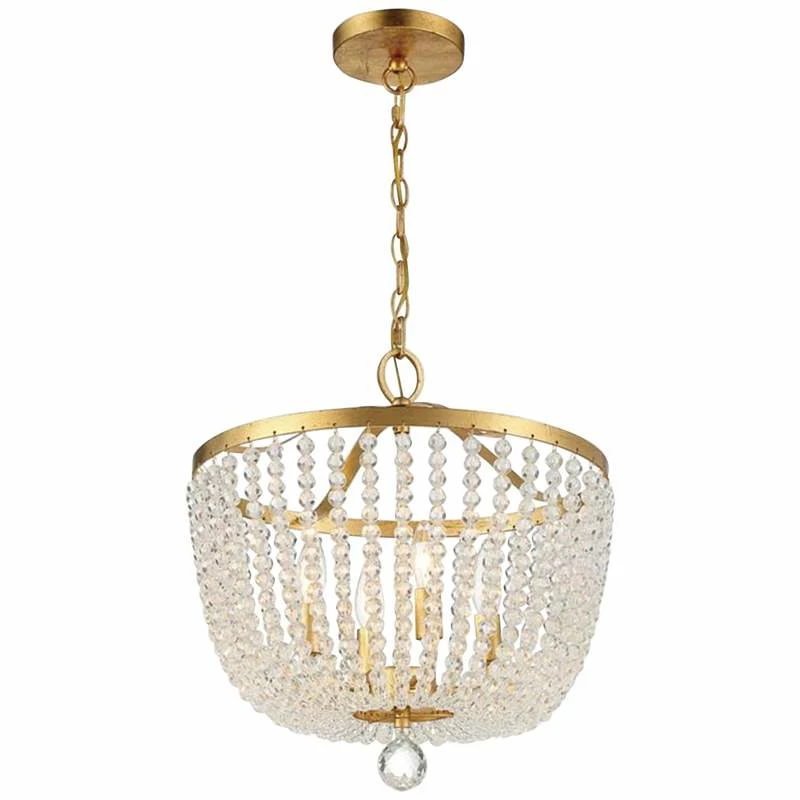 Crystorama Rylee 16 1/2" Wide Antique Gold And Glass Chandelier 4 Crystorama Rylee 16 1/2" Wide Antique Gold And Glass Chandelier - Image 2