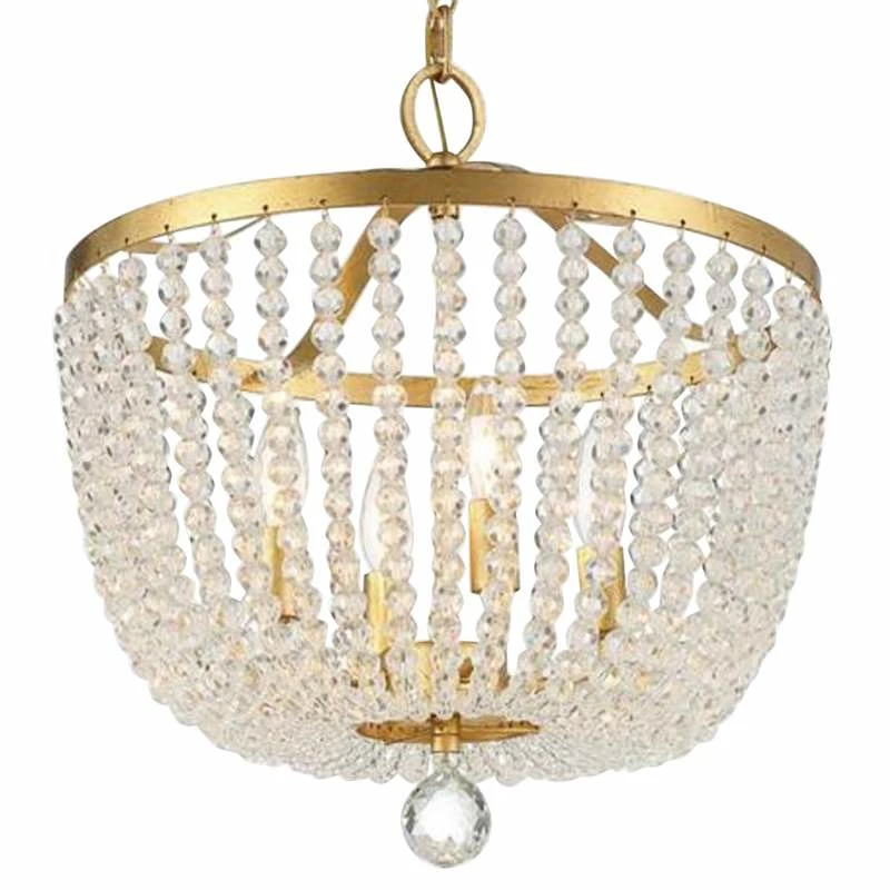 Crystorama Rylee 16 1/2" Wide Antique Gold And Glass Chandelier 6 Crystorama Rylee 16 1/2" Wide Antique Gold And Glass Chandelier - Image 4